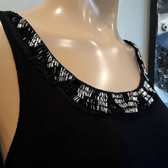 3/$20 George Beaded Hankerchief Midi Sleeveless Dress Sleeveless Small Black - Picture 6 of 9